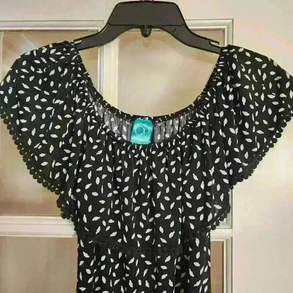 OP Ocean Pacific Black Off Shoulder Beach Vacation Dress Made in Mexico Large - Picture 4 of 9